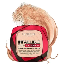 L'Oréal Paris - Long-lasting Powder Foundation - Waterproof - Infallible 24H Fresh Wear - Shade: Pink Sand (180)