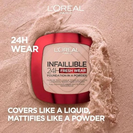 L'Oréal Paris - Long-lasting Powder Foundation - Waterproof - Infallible 24H Fresh Wear - Shade: Pink Sand (180) - L'Oreal Paris - Image 5