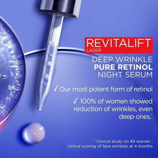 L’Oréal Paris Pure Retinol Night Serum, Revitalift Laser Face Serum, Deep Anti-Wrinkle Serum [30ml] - L'Oreal Paris - Image 4