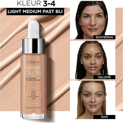 L’Oréal Paris True Match Nude, Plumping tinted Serum, Shade 3-4 Light Medium - L'Oreal Paris - Image 5