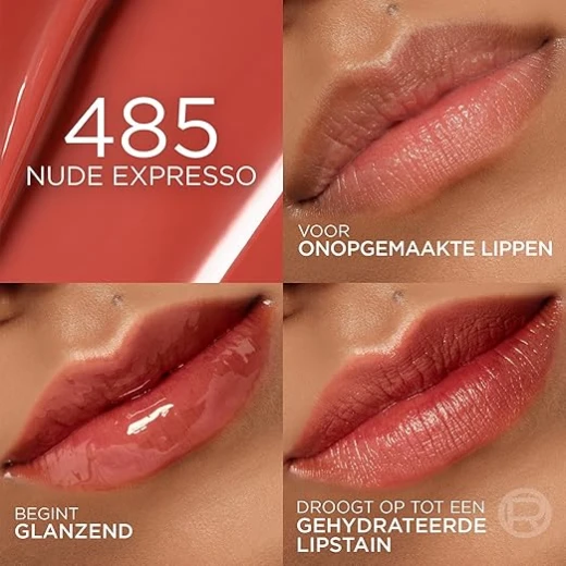 L'Oréal Paris Hyaluron Tint Lip Stain Serum, Long Lasting, Hydrating Lip Makeup Infused with Hyaluronic Acid, 485 Nude Espresso (Medium Brown Nude) - L'Oreal Paris - Image 7