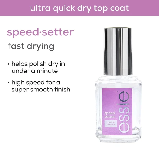 Essie Speed Setter Fast Dry Top Coat – Professional Nail Top Coat with Quick Drying Glossy Finish that Seals Nail Polish Color, Protects Manicure from Chipping and Extends Wear for Long Lasting Salon Quality Nails - Essie - Image 2