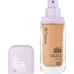 Maybelline New York, Super Stay Lumi-Matte Liquid Foundation, 30hr Longwear formula, Light as Air, Waterproof, Sweatproof, Luminous Matte Finish - 140