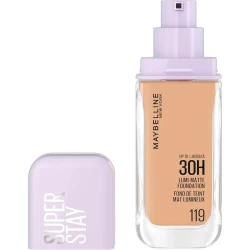 Maybelline New York, Super Stay Lumi-Matte Liquid Foundation, 30hr Longwear formula, Light as Air, Waterproof, Sweatproof, Luminous Matte Finish - 119