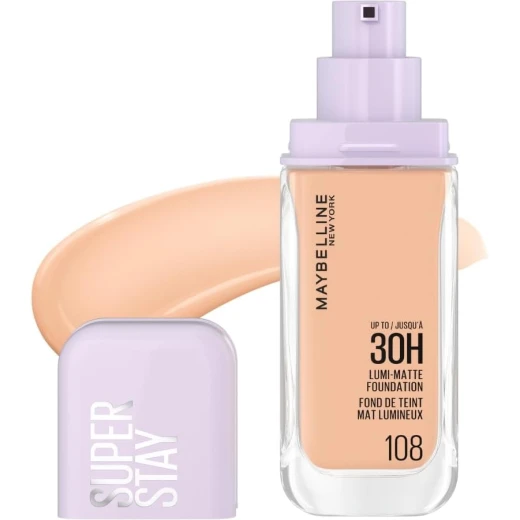 Maybelline New York, Super Stay Lumi-Matte Liquid Foundation, 30hr Longwear formula, Light as Air, Waterproof, Sweatproof, Luminous Matte Finish - 108 - Maybelline New York - Image 7
