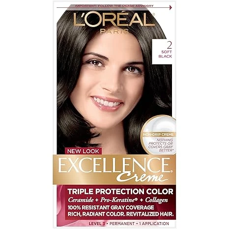 L'Oreal Paris Excellence Creme Permanent Hair Color, 2.0 Soft Black L'Oreal Paris Excellence Creme Permanent Hair Color, 2.0 Soft Black