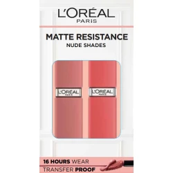 L'Oréal Paris Nude Matte Resistance Twin Pack – 35% OFF | Shade 601 Nude & 625 Summer, Long-Lasting Matte Lipstick Duo with Smooth Comfortable Finish