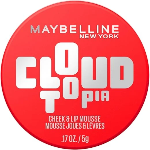 Maybelline Cloudtopia Blush for Cheeks and Lip Mousse, Ultra-Vivid, Pigmented Formula for Up to 14HR of Blush and Lip Makeup Color, Divine Crimson 03