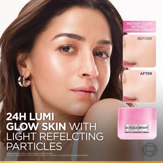 L’Oréal Paris Glycolic Bright Matte Luminizing Cream, Instant Glow Booster, Fades Dark spots, 50ml - L'Oreal Paris - Image 4