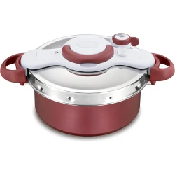 طنجرة ضغط كليبسو مينت ديو سعة 5 لتر  - طنجرة ضغط من الالومنيوم مع 5 انظمة امان واغلاق سهل بيد واحدة، اطلاق بطيء، وضع القدر ووظيفة البخار، ووضع طنجرة الضغط  تيفال
