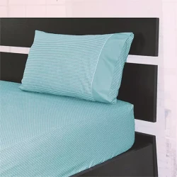 كانون طقم شرشف مطاط Dots & Stripes - بولي قطن - مجوز & مجوز كبير - 3 قطع - أزرق فاتح