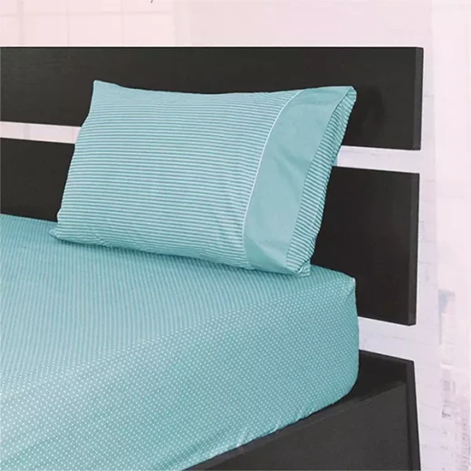 كانون طقم شرشف مطاط Dots & Stripes - بولي قطن - مجوز & مجوز كبير - 3 قطع - أزرق فاتح كانون طقم شرشف مطاط Dots & Stripes - بولي قطن - مجوز & مجوز كبير - 3 قطع - أزرق فاتح