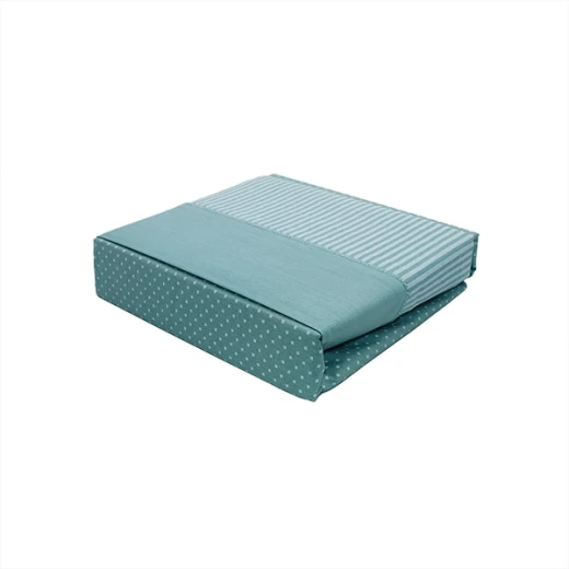 كانون طقم شرشف مطاط Dots & Stripes - بولي قطن - مجوز & مجوز كبير - 3 قطع - أزرق فاتح - كانون - Image 4