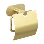 Wenko Orea Turbo-Loc Toilet Paper Holder with Cover - Stainless Steel - Gold Matt (No Drilling) - Wenko