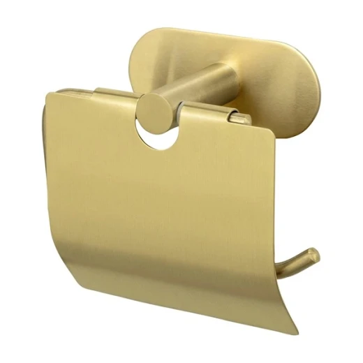 Wenko Orea Turbo-Loc Toilet Paper Holder with Cover - Stainless Steel - Gold Matt (No Drilling) - Wenko - Image 3