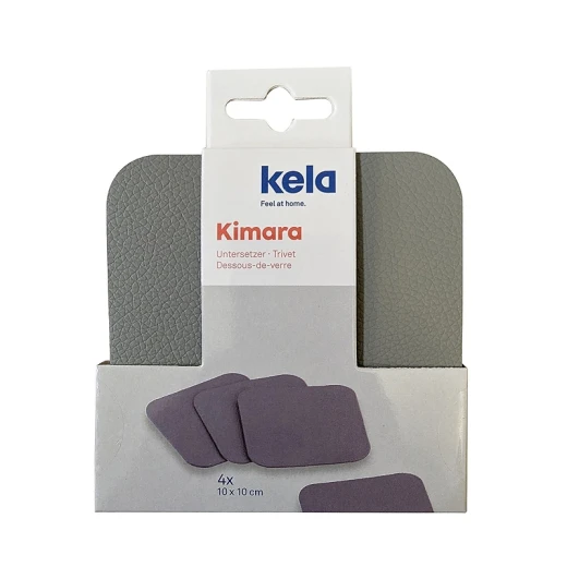 Kela Kimara Leather Trivet Set - 4 Pcs - Grey - Kela - Image 4