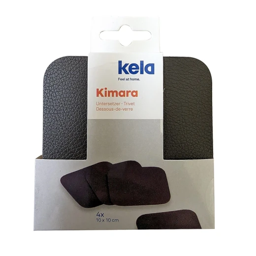 Kela Kimara Leather Trivet Set - 4 Pcs - Brown - Kela - Image 2