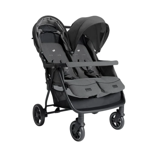 Joie Signature Estrella Double Stroller in Ebony Black: Lightweight, easy fold stroller for newborns up to 22kg. Perfect for twins/siblings. Smooth, comfortable rides and simple handling for busy parents. - Joie - Image 2