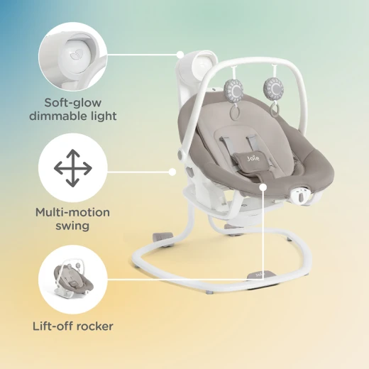 Joie Serina 2in1 Baby Swing & Rocker (Walnut) – Dual-Motion Soothing Center with 6 Speeds and Nightlight - Joie - Image 7