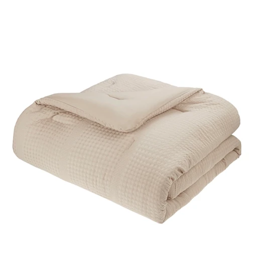 Nova Home Nari Waffle Jaquard Microfiber Comforter Set - Single & Twin - 5Pcs - Beige - Nova Home - Image 7