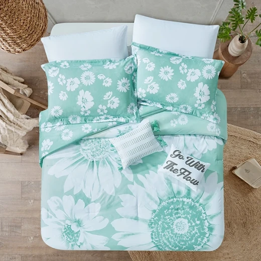 Nova Home Maude Double-Face Printed Comforter Set - 8pcs - King & Super King - Green - Nova Home - Image 7