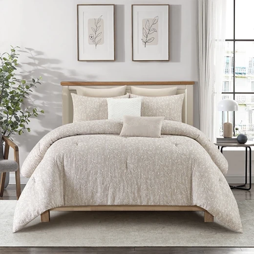 Nova Home Fraidy Cotton Jacquard Comforter Set - 100% Cotton - King - 8Pcs - Taupe - Nova Home - Image 9