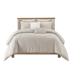 Nova Home Fraidy Cotton Jacquard Comforter Set - 100% Cotton - King - 8Pcs - Taupe