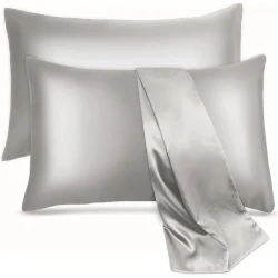 Nova Home Yildiz Satin Pillow Case Set - 2Pcs - Silver