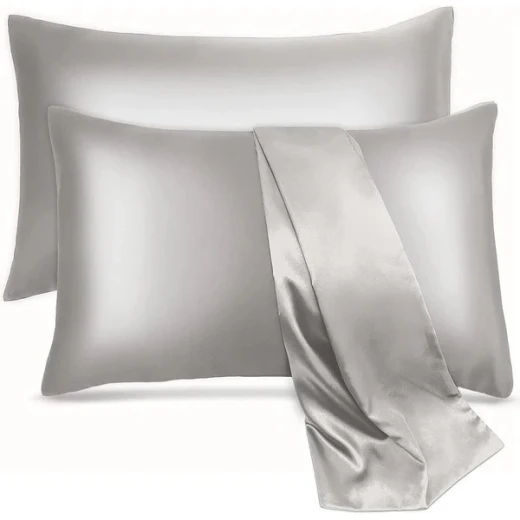 Nova Home Yildiz Satin Pillow Case Set - 2Pcs - Silver Nova Home Yildiz Satin Pillow Case Set - 2Pcs - Silver