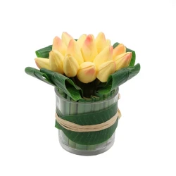 Nova Home "Green Tulip" Artificial Flower Arrangement - 18 cm - Pink