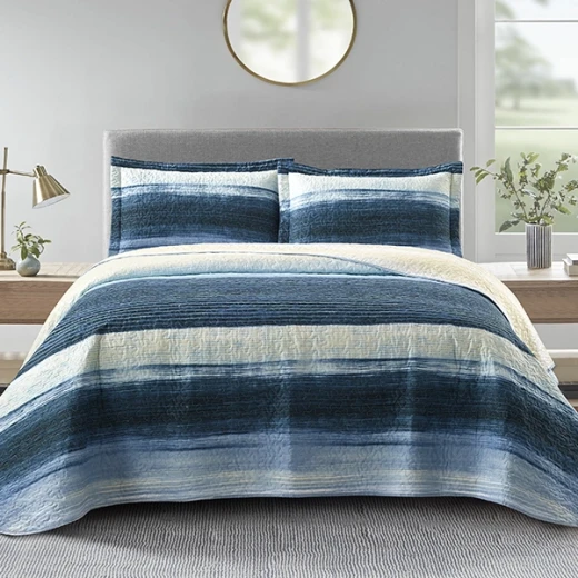 Nova Home Deniz Printed Bedspread Set - King & Super King - 4 Pcs - Blue - Nova Home - Image 10