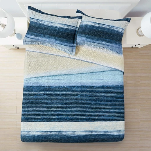 Nova Home Deniz Printed Bedspread Set - King & Super King - 4 Pcs - Blue - Nova Home - Image 9