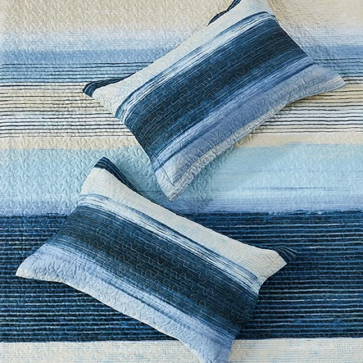 Nova Home Deniz Printed Bedspread Set - King & Super King - 4 Pcs - Blue - Nova Home - Image 8