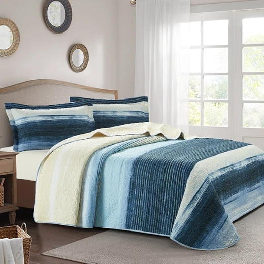 Nova Home Deniz Printed Bedspread Set - King & Super King - 4 Pcs - Blue - Nova Home - Image 5