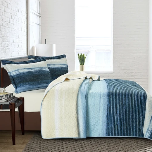 Nova Home Deniz Printed Bedspread Set - King & Super King - 4 Pcs - Blue - Nova Home - Image 4