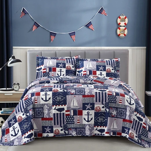 Nova Home Aganta Printed Bedspread Set - King & Super King - 4 Pcs - Blue - Nova Home - Image 10