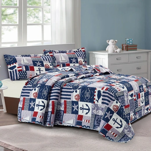 Nova Home Aganta Printed Bedspread Set - King & Super King - 4 Pcs - Blue - Nova Home - Image 9
