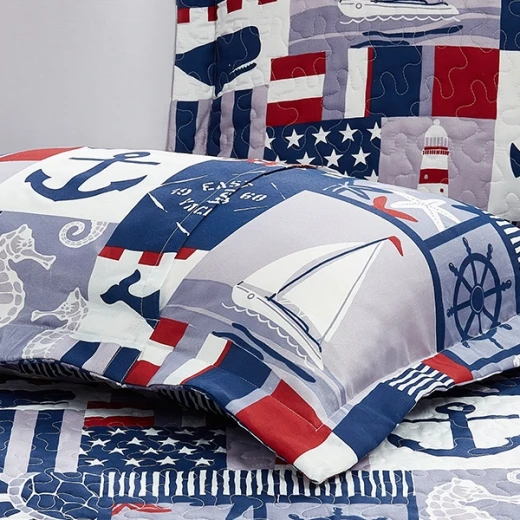 Nova Home Aganta Printed Bedspread Set - King & Super King - 4 Pcs - Blue - Nova Home - Image 5
