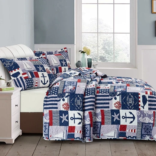 Nova Home Aganta Printed Bedspread Set - King & Super King - 4 Pcs - Blue - Nova Home - Image 4
