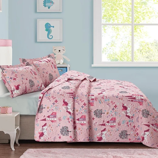 Nova Home Ruya Printed Bedspread Set - King & Super King - 4 Pcs - Pink - Nova Home - Image 8