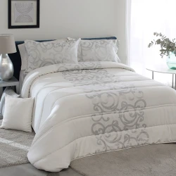 Nova Home Amiens Spanish Jaquard Comforter Set - 6pcs - King & Super King - Grey