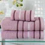 Nova Home Orion Striped Towel - 100% Cotton - 50x90 Cm - Rose - Nova Home