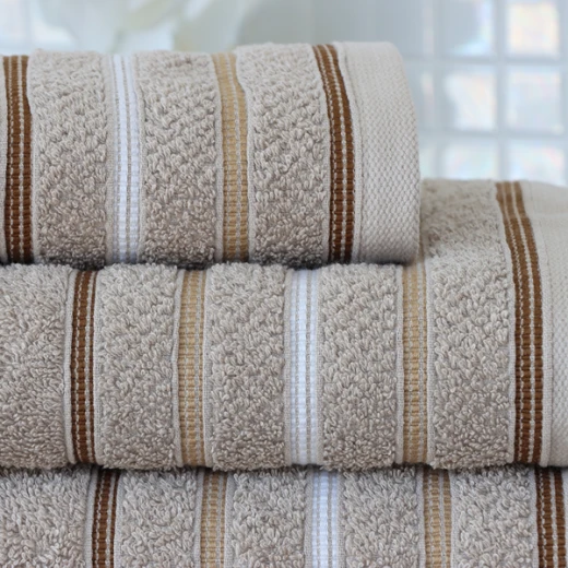 Nova Home Orion Striped Towel - 100% Cotton - 50x90 Cm - Beige - Nova Home - Image 2