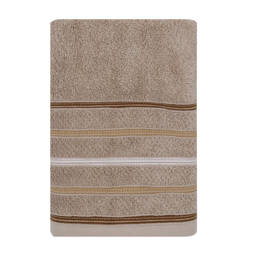Nova Home Orion Striped Towel - 100% Cotton - 50x90 Cm - Beige - Nova Home - Image 3