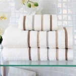 Nova Home Orion Striped Towel - 100% Cotton - 50x90 Cm - Ivory - Nova Home