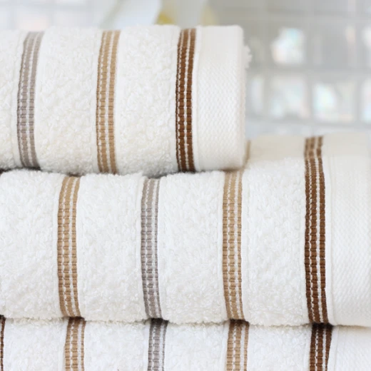 Nova Home Orion Striped Towel - 100% Cotton - 50x90 Cm - Ivory - Nova Home - Image 3