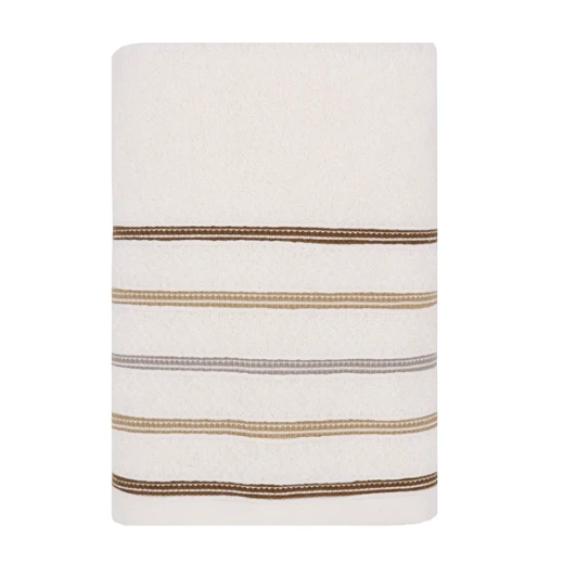 Nova Home Orion Striped Towel - 100% Cotton - 50x90 Cm - Ivory - Nova Home - Image 2