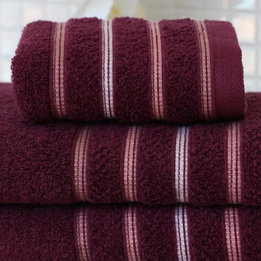Nova Home Orion Striped Towel - 100% Cotton - 30x50 Cm - Mulberry - Nova Home - Image 2