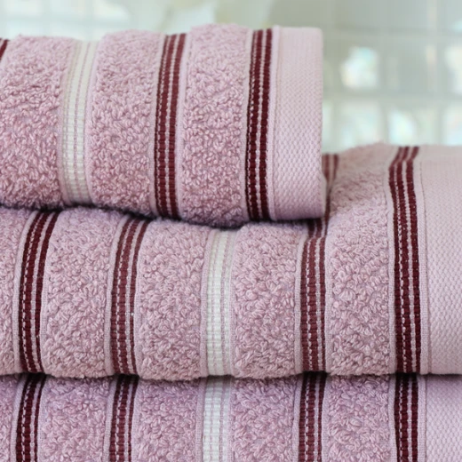 Nova Home Orion Striped Towel - 100% Cotton - 30x50 Cm - Rose - Nova Home - Image 2