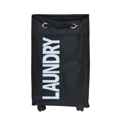 Weva "Trolly" Laundry Basket With Wheels - Black